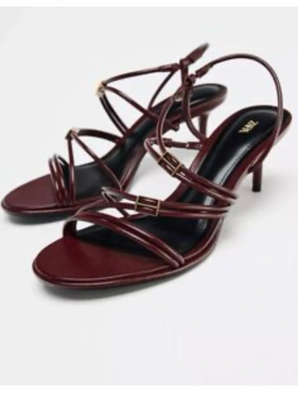 Zara Leather Strappy Heel Sandals Size 36